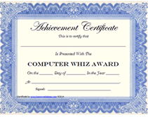 blue computer whiz award  certificate