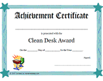 stars clean desk award certificate