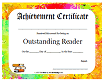 free outstanding reader printable certificate