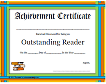 printable rainbow outstanding reader award
 certificate