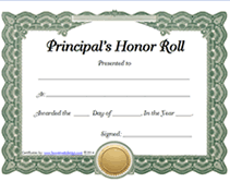 green principals honor roll printable certificates