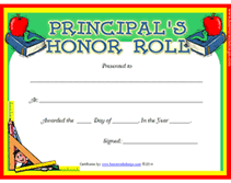 school principals honor roll  printable award