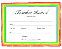 teacher appreciation award certificate