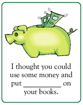 Money on Books Prison greeting cards