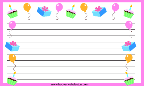 Birthday Cards Borders. irthday party recipe card