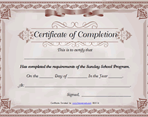 burgundy certificate of completion sunday school awards