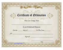 Free Printable Ordained Deacon Certificate of Ordination Templates