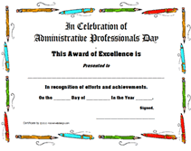 Ink Pens Administrative Professsionals certificates