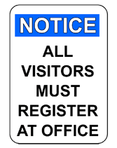 All Visitors Must Register At Office printable sign