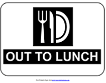 Out to Lunch Printable sign with plate
