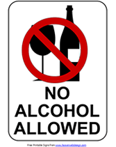 No Alcohol printable sign