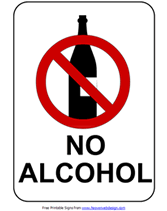 No Alcohol printable sign
