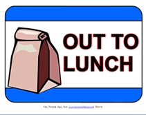 Out to Lunch Printable sign with brown bag