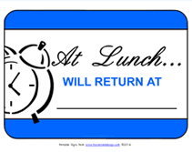 At Lunch Printable sign
