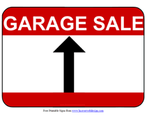 straight ahead garage sale sign
