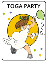 toga printable party invitations