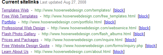 google sitelinks - block sitelinks