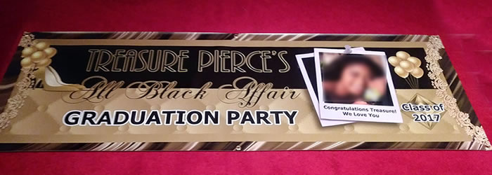All Black Affair custom graduation party banner