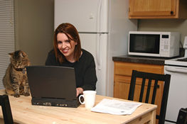 Woman Working at home.