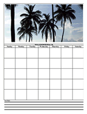 palm trees printable calendar templates