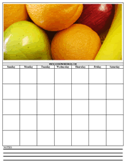 fruit printable calendar templates