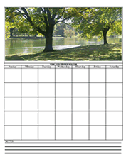 free trees by lake printable caleendar