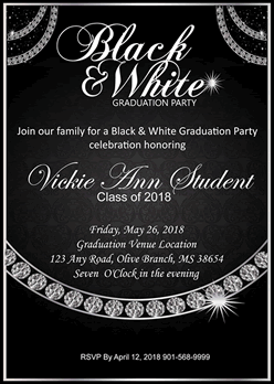black and white party custom invitation