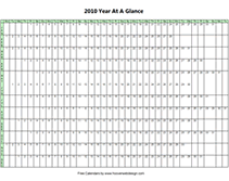 Printable 2010 Year At A View Glance Calendar