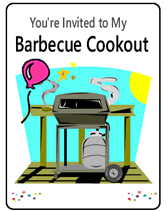 blue grill cookout party invitation