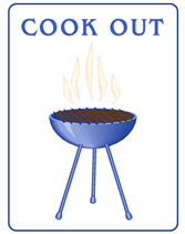 blue grill cookout party invitation