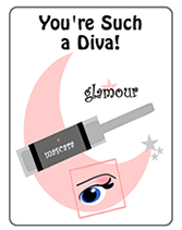 printable diva lashes greeting cards