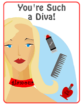 printable diva beauty greeting card 