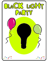 printable black light printable party invite