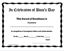 basic printable boss's day certificate