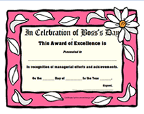Printable Happy Bosses Day Award