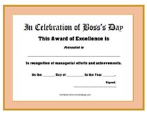 Bosses Day Certificate Award Template