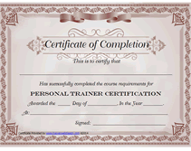 Award Personal Trainer Certification certificate