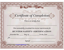 hunter safety certificate to fill in
