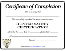 sample certificate of hunter safety