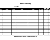 Printable purchase log form