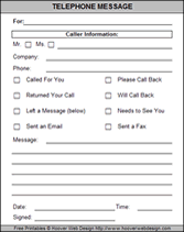 free printable telephone message pads