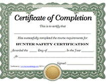 fancy hunter safety award certificate