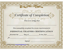 Basic Personal Trainer Certification certificate