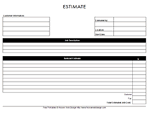 free printable job estimate form template