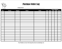 free printable purchase order log