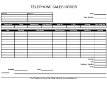Printable telephone sales order form