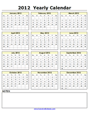 2012 free calendar templates