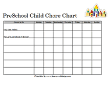 preschool chore charts list templates