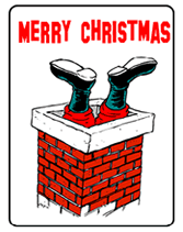 free printable christmas greeting card santa chimney