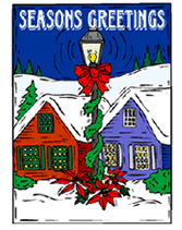 winter scene seasons greetings greeting  card